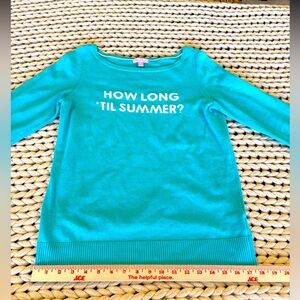 Women's Teal blue green Lilly Pulitzer "How Long 'Til Summer?" Medium Sweater